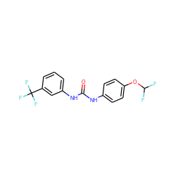 O=C(Nc1ccc(OC(F)F)cc1)Nc1cccc(C(F)(F)F)c1 ZINC000000611740