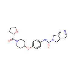 O=C(Nc1ccc(OC2CCN(C(=O)[C@@H]3CCCO3)CC2)cc1)N1Cc2ccncc2C1 ZINC000166268647