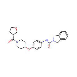 O=C(Nc1ccc(OC2CCN(C(=O)[C@@H]3CCOC3)CC2)cc1)N1Cc2ccccc2C1 ZINC000166765528