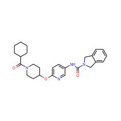 O=C(Nc1ccc(OC2CCN(C(=O)C3CCCCC3)CC2)nc1)N1Cc2ccccc2C1 ZINC000165754454