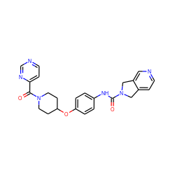 O=C(Nc1ccc(OC2CCN(C(=O)c3ccncn3)CC2)cc1)N1Cc2ccncc2C1 ZINC000166492339