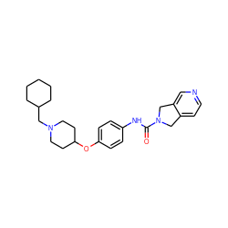 O=C(Nc1ccc(OC2CCN(CC3CCCCC3)CC2)cc1)N1Cc2ccncc2C1 ZINC000167643774