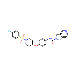 O=C(Nc1ccc(OC2CCN(S(=O)(=O)c3ccc(F)cc3)CC2)cc1)N1Cc2ccncc2C1 ZINC000166349572