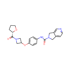 O=C(Nc1ccc(OC2CN(C(=O)[C@@H]3CCCO3)C2)cc1)N1Cc2ccncc2C1 ZINC000167239427