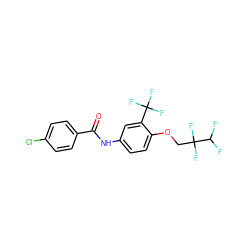 O=C(Nc1ccc(OCC(F)(F)C(F)F)c(C(F)(F)F)c1)c1ccc(Cl)cc1 ZINC000002992769