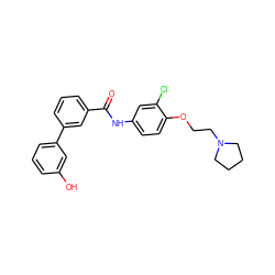 O=C(Nc1ccc(OCCN2CCCC2)c(Cl)c1)c1cccc(-c2cccc(O)c2)c1 ZINC000299858405