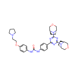 O=C(Nc1ccc(OCCN2CCCC2)cc1)Nc1ccc(-c2nc(N3[C@H]4CC[C@H]3COC4)nc(N3[C@H]4CC[C@H]3COC4)n2)cc1 ZINC000253778976