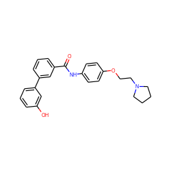 O=C(Nc1ccc(OCCN2CCCC2)cc1)c1cccc(-c2cccc(O)c2)c1 ZINC000299860102