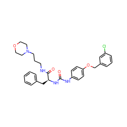 O=C(Nc1ccc(OCc2cccc(Cl)c2)cc1)N[C@@H](Cc1ccccc1)C(=O)NCCCN1CCOCC1 ZINC000028340749