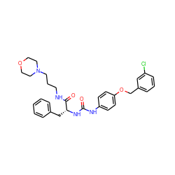 O=C(Nc1ccc(OCc2cccc(Cl)c2)cc1)N[C@H](Cc1ccccc1)C(=O)NCCCN1CCOCC1 ZINC000028336624