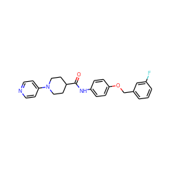 O=C(Nc1ccc(OCc2cccc(F)c2)cc1)C1CCN(c2ccncc2)CC1 ZINC000096285732