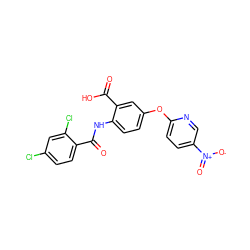 O=C(Nc1ccc(Oc2ccc([N+](=O)[O-])cn2)cc1C(=O)O)c1ccc(Cl)cc1Cl ZINC000012358151