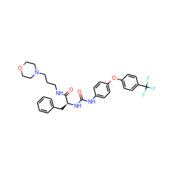 O=C(Nc1ccc(Oc2ccc(C(F)(F)F)cc2)cc1)N[C@@H](Cc1ccccc1)C(=O)NCCCN1CCOCC1 ZINC000028343426