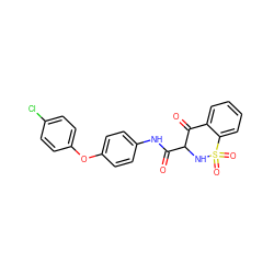 O=C(Nc1ccc(Oc2ccc(Cl)cc2)cc1)C1NS(=O)(=O)c2ccccc2C1=O ZINC000101331131