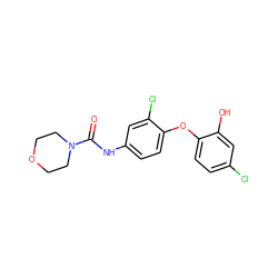 O=C(Nc1ccc(Oc2ccc(Cl)cc2O)c(Cl)c1)N1CCOCC1 ZINC000028529129