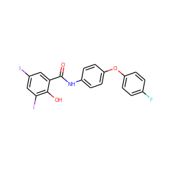 O=C(Nc1ccc(Oc2ccc(F)cc2)cc1)c1cc(I)cc(I)c1O ZINC000169328434