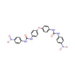 O=C(Nc1ccc(Oc2ccc(NC(=O)Nc3ccc([N+](=O)[O-])cc3)cc2)cc1)Nc1ccc([N+](=O)[O-])cc1 ZINC000004896601