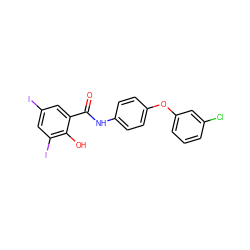 O=C(Nc1ccc(Oc2cccc(Cl)c2)cc1)c1cc(I)cc(I)c1O ZINC000169328441