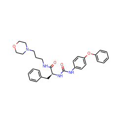 O=C(Nc1ccc(Oc2ccccc2)cc1)N[C@@H](Cc1ccccc1)C(=O)NCCCN1CCOCC1 ZINC000028137867