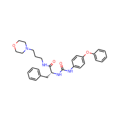 O=C(Nc1ccc(Oc2ccccc2)cc1)N[C@H](Cc1ccccc1)C(=O)NCCCN1CCOCC1 ZINC000028338588