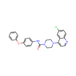 O=C(Nc1ccc(Oc2ccccc2)cc1)N1CCN(c2ccnc3ccc(Cl)cc23)CC1 ZINC000013528833