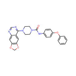 O=C(Nc1ccc(Oc2ccccc2)cc1)N1CCN(c2ncnc3cc4c(cc23)OCO4)CC1 ZINC000013528775