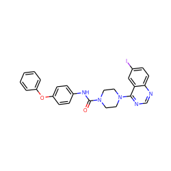 O=C(Nc1ccc(Oc2ccccc2)cc1)N1CCN(c2ncnc3ccc(I)cc23)CC1 ZINC000026818284