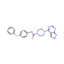 O=C(Nc1ccc(Oc2ccccc2)cc1)N1CCN(c2ncnc3n[nH]cc23)CC1 ZINC000013528817