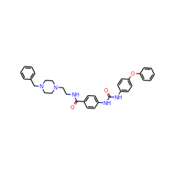 O=C(Nc1ccc(Oc2ccccc2)cc1)Nc1ccc(C(=O)NCCN2CCN(Cc3ccccc3)CC2)cc1 ZINC000028389482