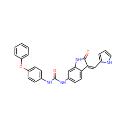 O=C(Nc1ccc(Oc2ccccc2)cc1)Nc1ccc2c(c1)NC(=O)/C2=C\c1ccc[nH]1 ZINC000053313087