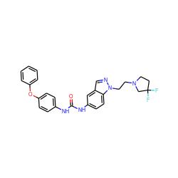 O=C(Nc1ccc(Oc2ccccc2)cc1)Nc1ccc2c(cnn2CCN2CCC(F)(F)C2)c1 ZINC000028524473