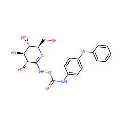 O=C(Nc1ccc(Oc2ccccc2)cc1)ONC1=N[C@H](CO)[C@@H](O)[C@H](O)[C@H]1O ZINC000653735545
