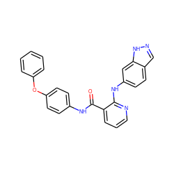 O=C(Nc1ccc(Oc2ccccc2)cc1)c1cccnc1Nc1ccc2cn[nH]c2c1 ZINC000028957150