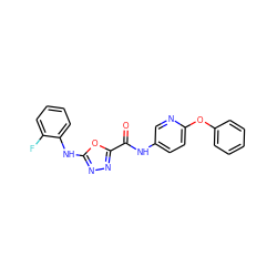 O=C(Nc1ccc(Oc2ccccc2)nc1)c1nnc(Nc2ccccc2F)o1 ZINC000035983442