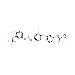 O=C(Nc1ccc(Oc2ccnc(NC(=O)C3CC3)c2)c(F)c1)Nc1ccc(Cl)c(OC(F)(F)F)c1 ZINC001772609219