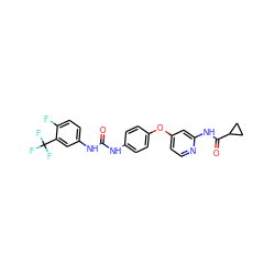 O=C(Nc1ccc(Oc2ccnc(NC(=O)C3CC3)c2)cc1)Nc1ccc(F)c(C(F)(F)F)c1 ZINC001772634052