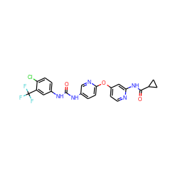 O=C(Nc1ccc(Oc2ccnc(NC(=O)C3CC3)c2)nc1)Nc1ccc(Cl)c(C(F)(F)F)c1 ZINC001772645270