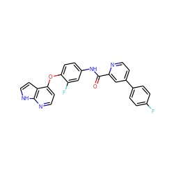 O=C(Nc1ccc(Oc2ccnc3[nH]ccc23)c(F)c1)c1cc(-c2ccc(F)cc2)ccn1 ZINC000653767656