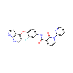 O=C(Nc1ccc(Oc2ccnc3[nH]ccc23)c(F)c1)c1cccn(-c2ccccn2)c1=O ZINC000040860207