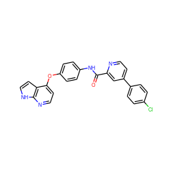 O=C(Nc1ccc(Oc2ccnc3[nH]ccc23)cc1)c1cc(-c2ccc(Cl)cc2)ccn1 ZINC000653774503