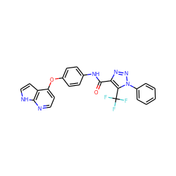 O=C(Nc1ccc(Oc2ccnc3[nH]ccc23)cc1)c1nnn(-c2ccccc2)c1C(F)(F)F ZINC000653730880