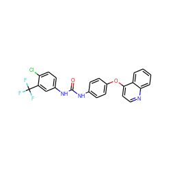 O=C(Nc1ccc(Oc2ccnc3ccccc23)cc1)Nc1ccc(Cl)c(C(F)(F)F)c1 ZINC000059182488