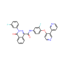 O=C(Nc1ccc(Oc2ccncc2-c2cccnc2)c(F)c1)c1nn(-c2cccc(F)c2)c(=O)c2ccccc12 ZINC001772624694