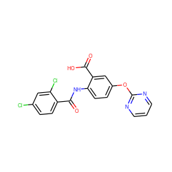 O=C(Nc1ccc(Oc2ncccn2)cc1C(=O)O)c1ccc(Cl)cc1Cl ZINC000012358153