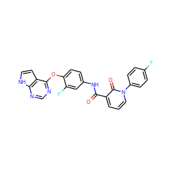 O=C(Nc1ccc(Oc2ncnc3[nH]ccc23)c(F)c1)c1cccn(-c2ccc(F)cc2)c1=O ZINC000169333350