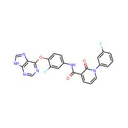 O=C(Nc1ccc(Oc2ncnc3[nH]cnc23)c(F)c1)c1cccn(-c2cccc(F)c2)c1=O ZINC000095601491