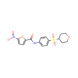 O=C(Nc1ccc(S(=O)(=O)C2CCOCC2)cc1)c1ccc([N+](=O)[O-])o1 ZINC000198852075