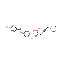 O=C(Nc1ccc(S(=O)(=O)N[C@H](CC#CCN2CCOCC2)C(=O)O)cc1)c1ccc(Br)cc1 ZINC000026008386