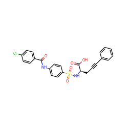 O=C(Nc1ccc(S(=O)(=O)N[C@H](CC#Cc2ccccc2)C(=O)O)cc1)c1ccc(Cl)cc1 ZINC000013862434