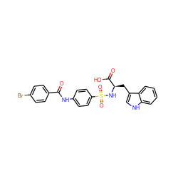 O=C(Nc1ccc(S(=O)(=O)N[C@H](Cc2c[nH]c3ccccc23)C(=O)O)cc1)c1ccc(Br)cc1 ZINC000001487605